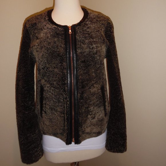 Rag Bone Subi Reversible Sheepskin Shearling Black Winter‎ Leather Sherpa Jacket - Picture 7 of 13